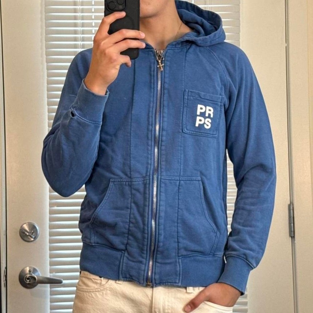 Y2K Blue PRPS zip up hoodie medium